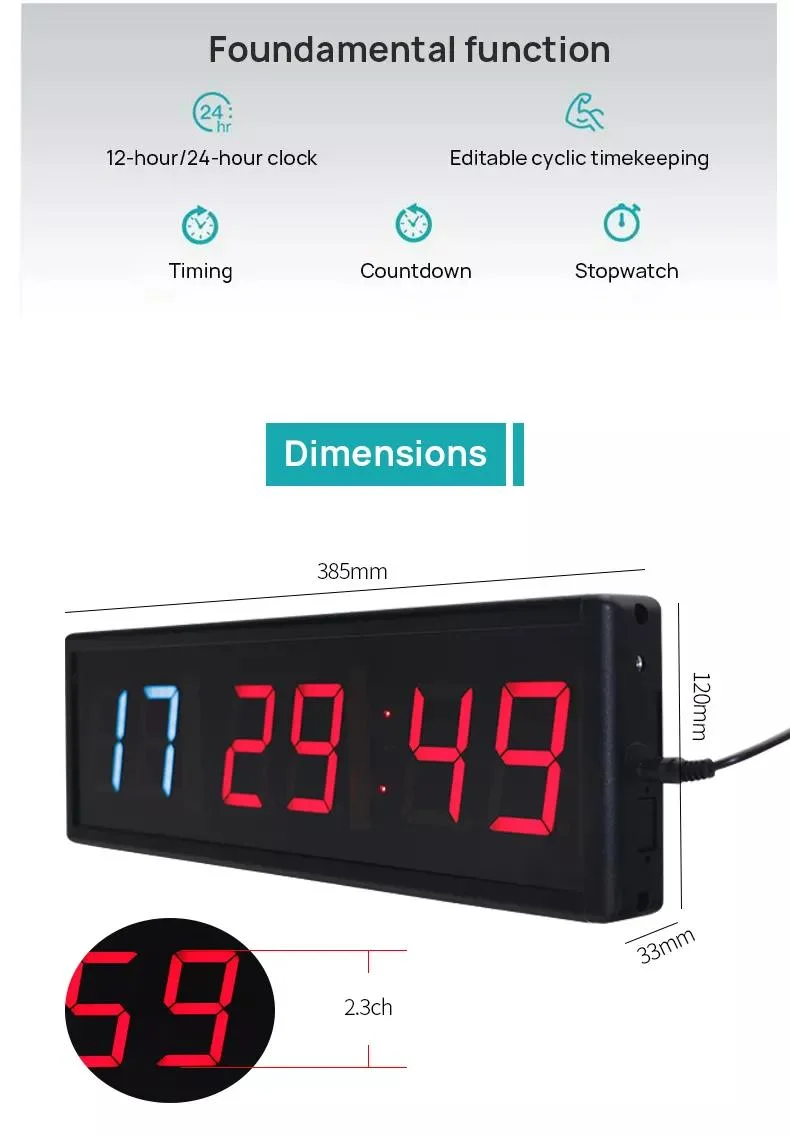 Newfield 2.3" 6 Digits LED Cross Fit Seconds Interval Timer Training Gym Timer Training Timer