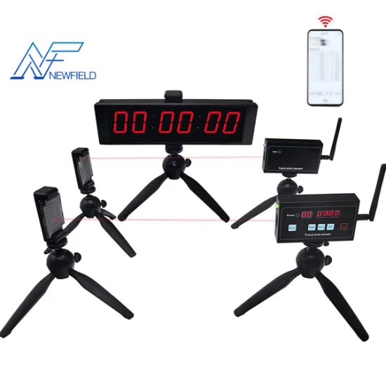 Newfield Laser Race Timer Clock Reloj de cuenta regresiva de 6 dígitos Temporizador de funcionamiento impermeable al aire libre para eventos deportivos de carrera de maratón con soporte de trípode y control remoto