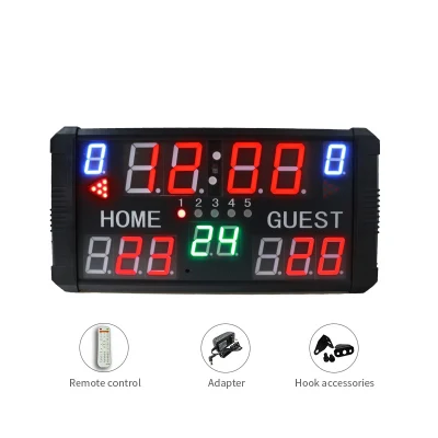 Baloncesto/Tenis/Voleibol Marcador digital 4 pulgadas 10 dígitos Marcador alimentado con control remoto