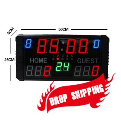Reloj de tiro de baloncesto con marcador electrónico digital inalámbrico LED grande con temporizador de juego