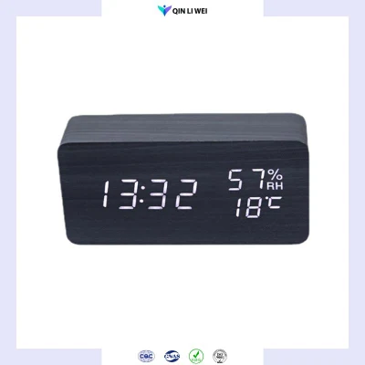 Despertador de madera con pantalla LCD más grande para dormitorios Sleep Timer